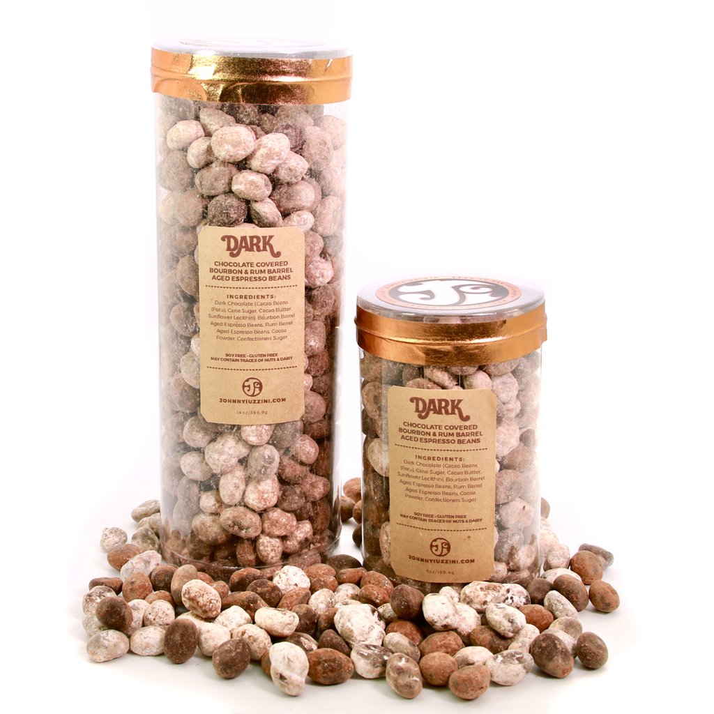 Dark Chocolate Covered Mixed Bourbon and Rum Barrel Aged Espresso Beans
